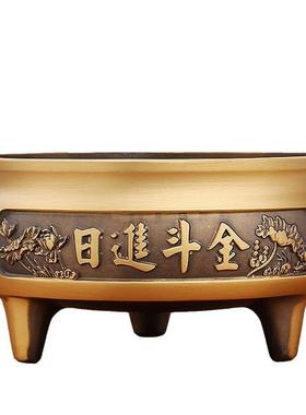 黄铜荷花冲天耳炉香炉室内檀香焚香祠堂家用创意金属桌面摆件