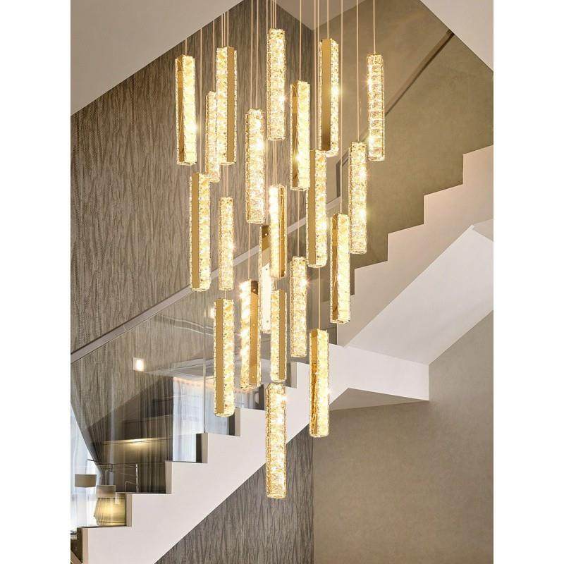 楼梯灯长吊灯后现代水晶大吊灯楼梯间吊灯复式楼别墅水晶客厅灯具,家装灯饰光源,智能吊灯,淘宝优惠券,粉丝福利购,淘宝优惠卷