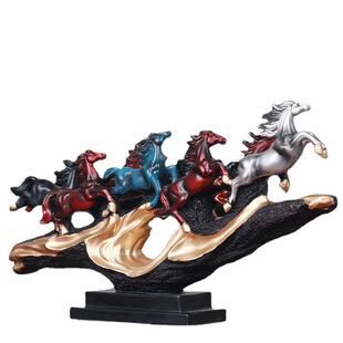 八骏马办公室摆件工艺品大号马到成功家居客厅酒柜电视柜装饰礼品