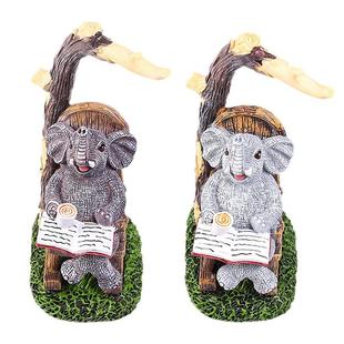 大象摆件树脂工艺品大象坐椅子看书咖啡休闲场景户外庭院装饰摆件