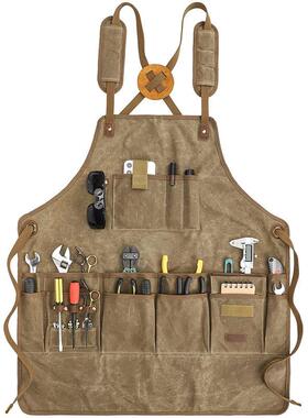 酷匠厚帆布开叉工具围裙防水复古园林多用收纳工匠复古工装