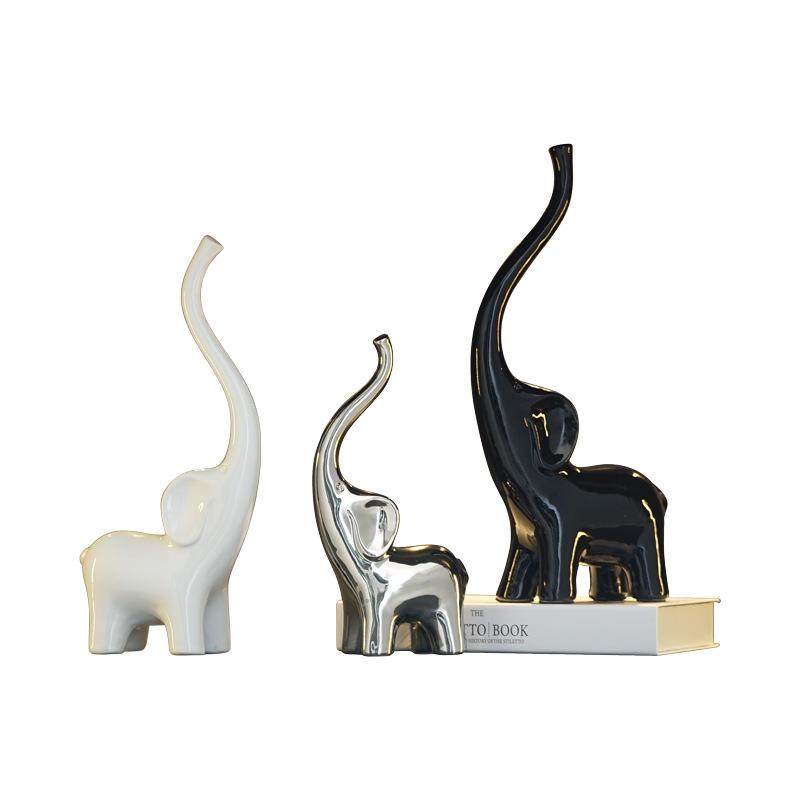 现代简约大象三口之家创意轻奢电镀电视柜客厅高级感工艺品摆设,橡塑材料及制品,工业陶瓷,淘宝优惠券,粉丝福利购,淘宝优惠卷