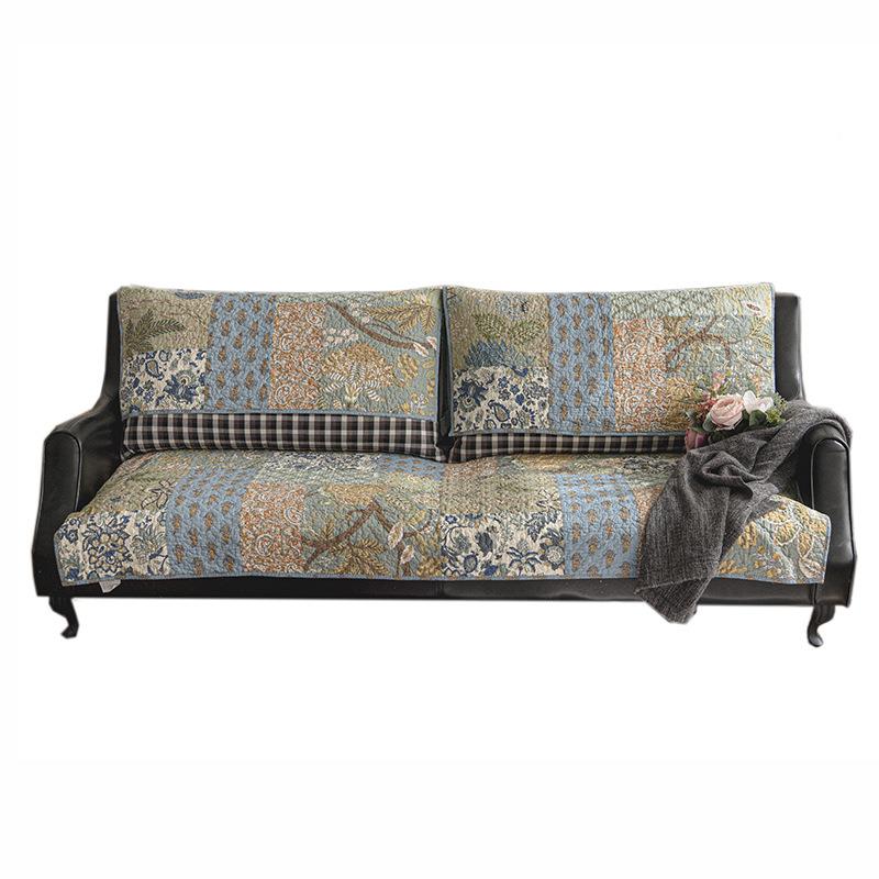 美乡村纯棉沙沙发垫子简PYI约全棉式发罩巾欧式田园布套艺坐垫