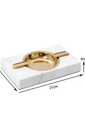 现代简约创意大理石烟灰缸样板房售楼处茶几餐桌洒店会所高级摆件