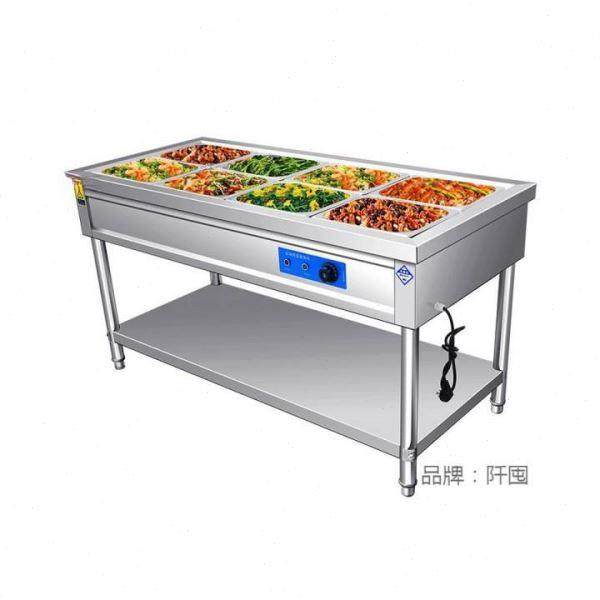 快餐保温台商用不锈钢电加热台式保温售饭台餐厅多格售菜台保温车