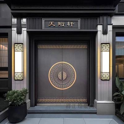 新中式铸铝门农村自建房进户门别墅大门双开门乡村庭院入户门铜门