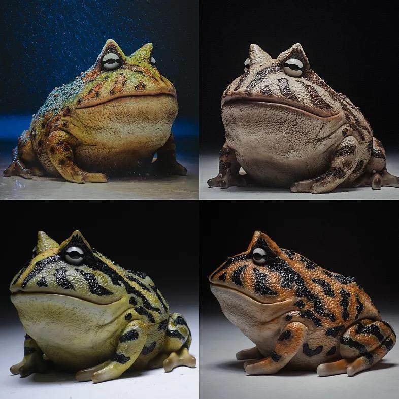 巴西角蛙gk潮玩手办南美爬宠1:1仿真模型现货角蛙摆件青蛙潮玩