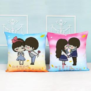 新款十字绣抱枕 情侣一对可爱卡通动漫客厅卧室沙发枕头靠垫