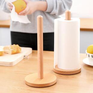 厨房纸巾架木质卷筒纸厨房纸巾支架收纳卫生纸巾盒立式免打孔