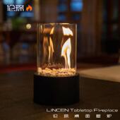 桌面酒精壁炉灯室内不锈钢小型便携式 取暖火炉圆形玻璃创意氛围灯