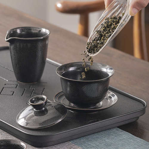 功夫茶具公道杯天目釉分茶杯陶瓷黑色匀杯家用茶道复古茶水杯中式