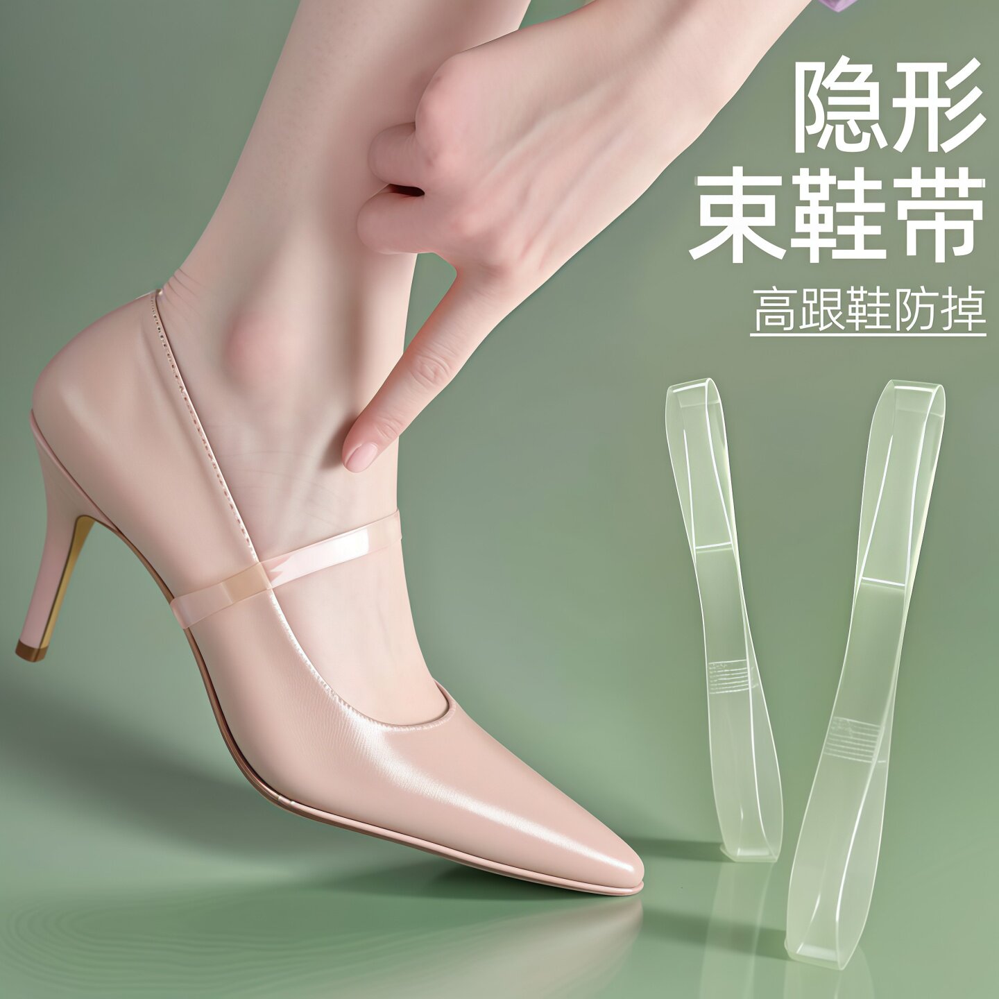 透明隐形女士高跟防掉束鞋带