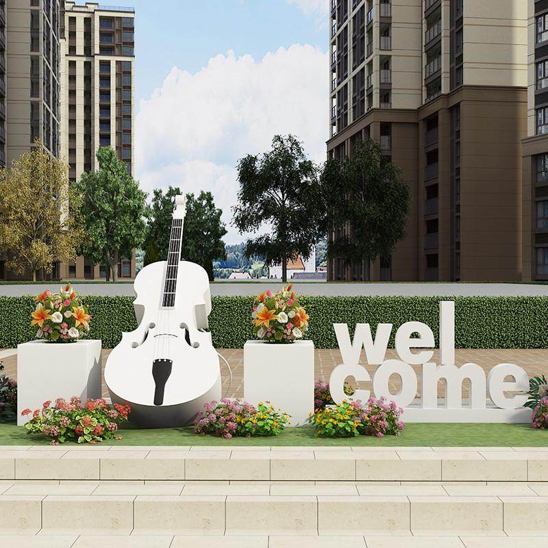 户外大提琴花架落地摆件金属创意婚庆道具园林小区雕塑景观装饰品,家居饰品,装饰摆件,淘宝优惠券,粉丝福利购,淘宝优惠卷