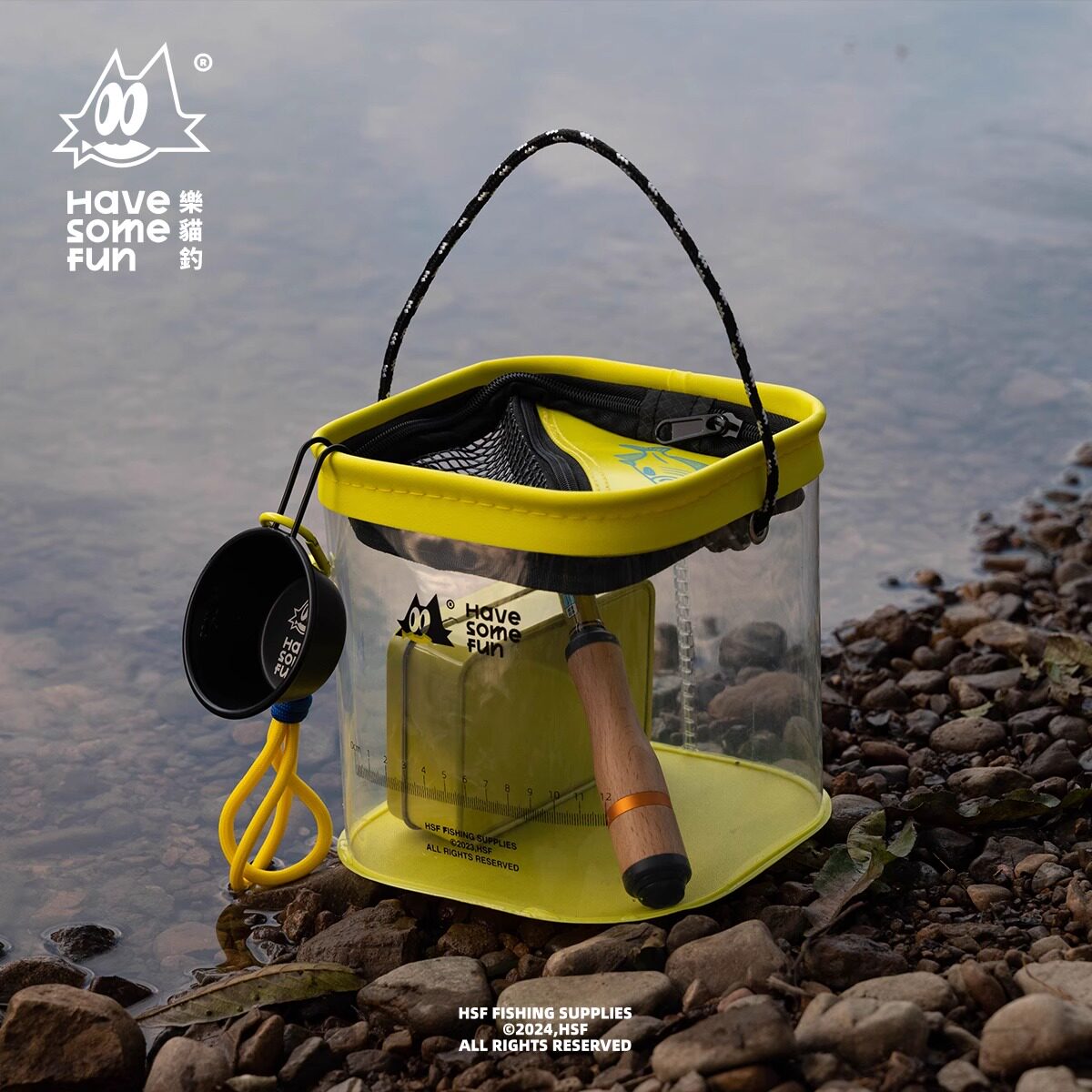 乐猫鱼桶小物钓透明折叠打水桶加厚装鱼鱼护防跳网迷你小号活鱼桶