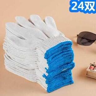 白色男女士纱布手套劳保棉麻防滑特大号中号工作劳工耐脏工人工厂