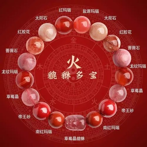 五行貔貅火属性手串喜用火缺火补火天然水晶多宝南红玛瑙吉祥手链
