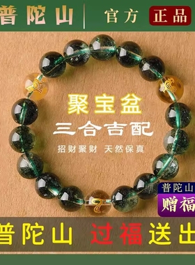 普陀山三合绿幽灵手串优化水晶属蛇吉祥物虎猴猪本命年生肖手链