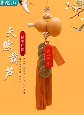 普陀山门对门五帝钱天然开口真葫芦挂件大门玄关卧室客厅阳台挂饰