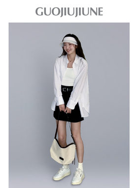 郭九九呢黑色高腰显瘦A字短裙半身裙2023新款休闲百搭裙子ins潮