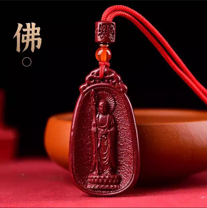 九华山高含量朱砂地藏菩萨像吊坠男女款本命年挂件佛牌礼物饰品