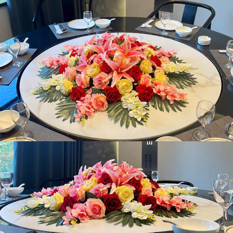酒店餐桌花摆花彷真花桌花装饰摆件餐厅饭店餐桌转盘中间摆放假花,家居饰品,仿真花/假花,淘宝优惠券,粉丝福利购,淘宝优惠卷