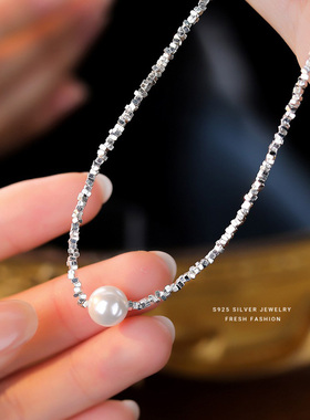 淡水纯天然真珍珠项链925纯银
