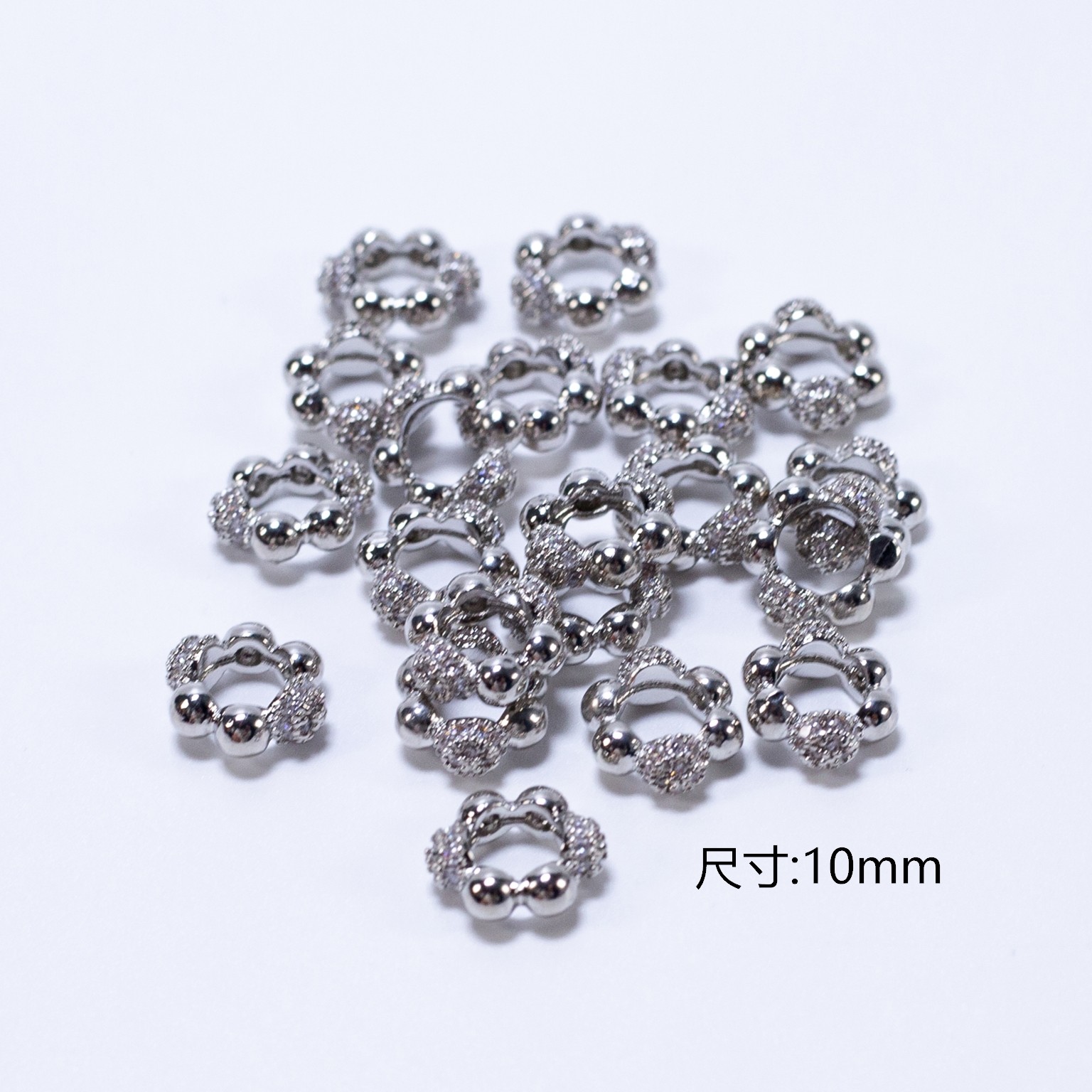 电镀工艺锆石隔片手链diy饰品隔珠手工配饰配件其他小装饰银色