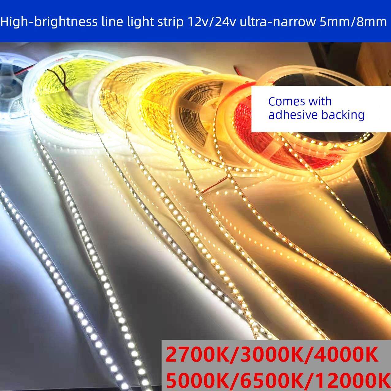 Led窄灯条12V/24V高亮度2835色温2000K2700K3500K4500K5000K板宽5