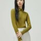 XL码 翻领纯色修身 米X女装 春秋冬季 羊毛混纺坑条法式 针织衫 女