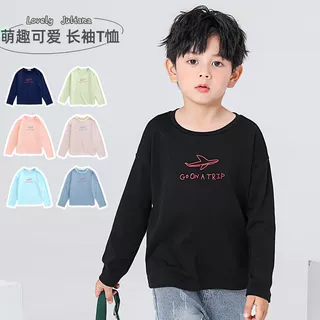 9.9清90-140码迷巴男女童春秋圆领休闲百搭开心印花T恤中小童