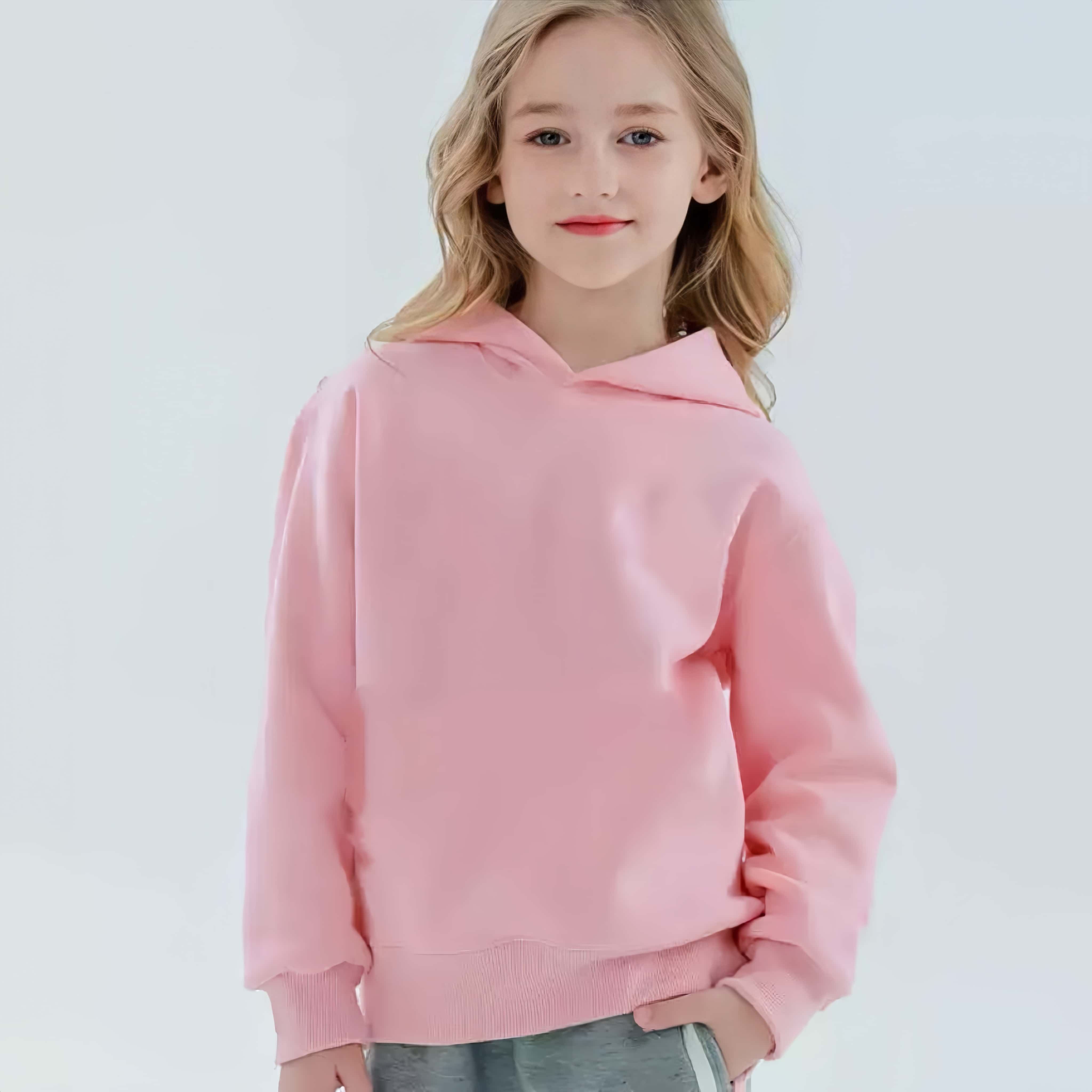 秋上新！120-160码儿童卫衣男女童秋冬加绒连帽保暖纯色卫衣