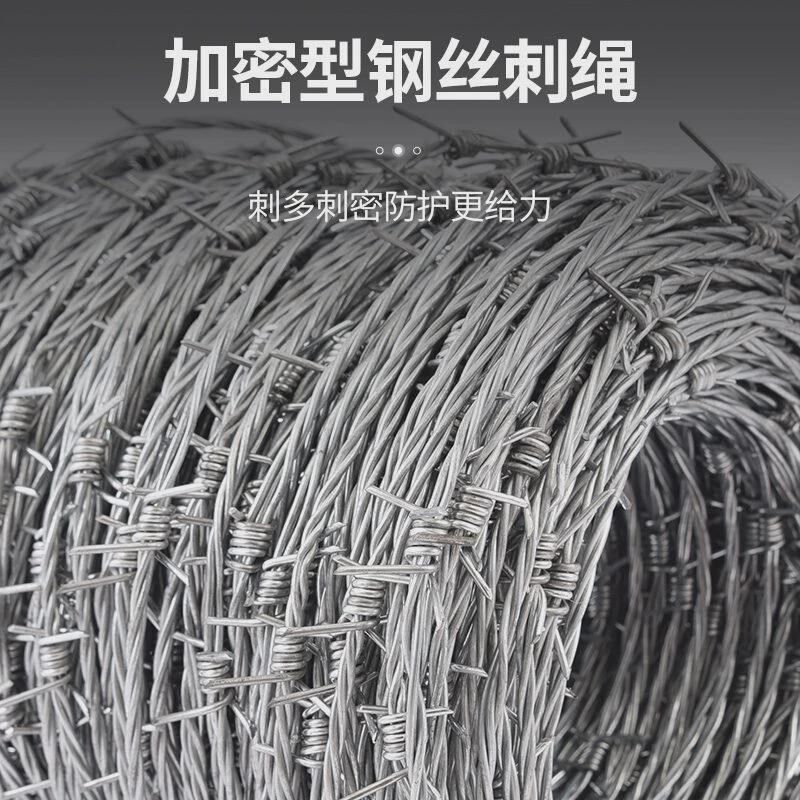 热销防盗刺绳带刺防护网钢丝绳网热镀锌铁丝防爬T铁蒺藜围墙围栏