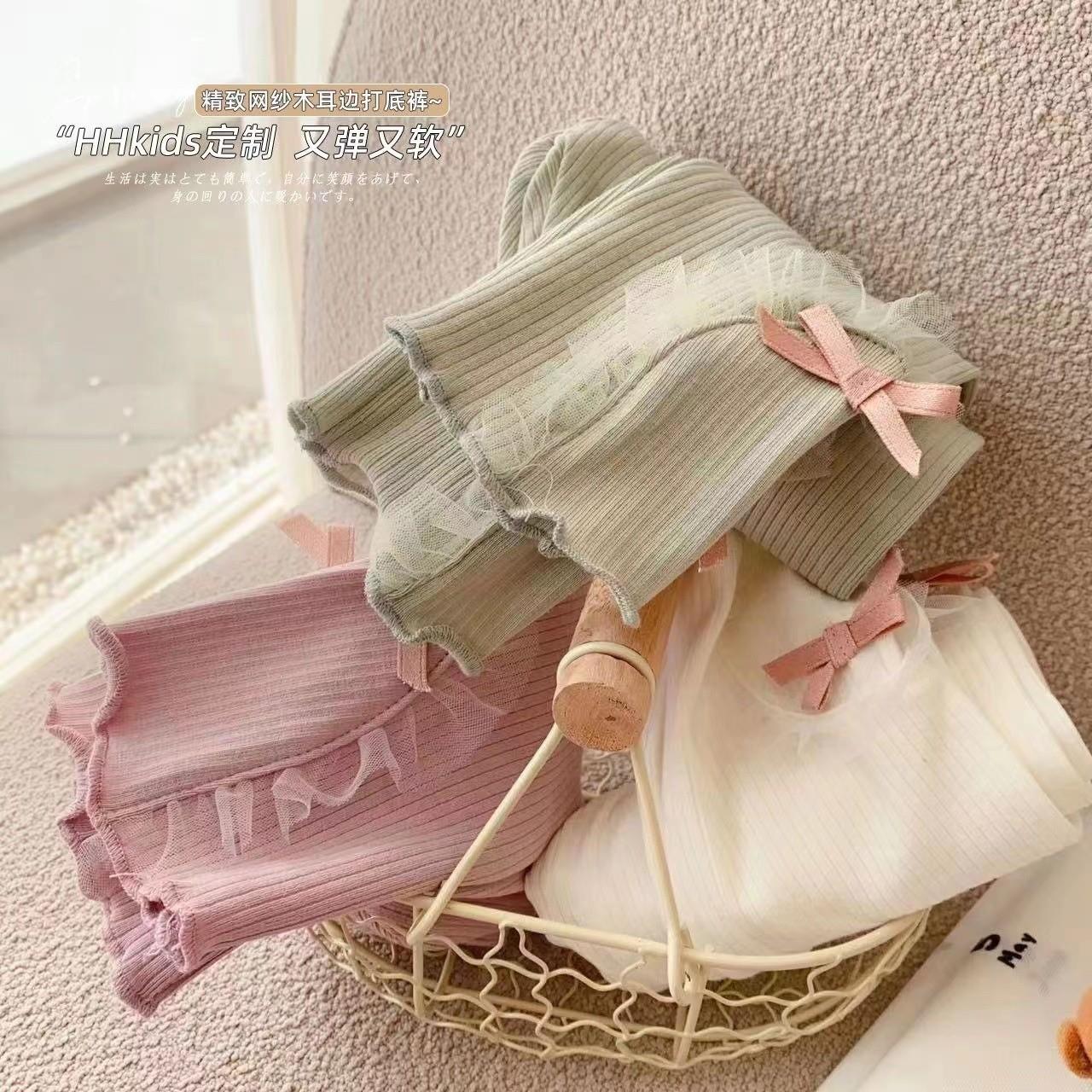 儿童春秋新款打底裤女童2025春秋洋气韩版蝴蝶蕾丝花边纯棉长裤潮