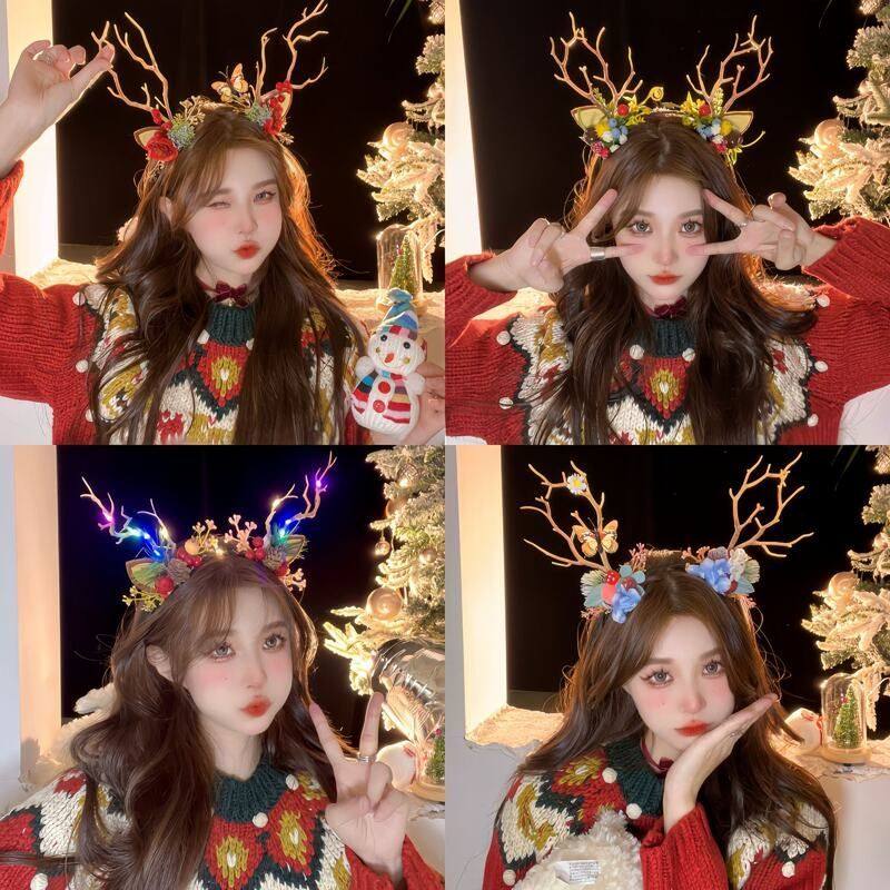 圣诞节森系小鹿角发箍发卡头饰装扮饰品2025圣诞礼物头箍发饰配件