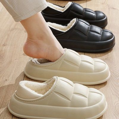 防水棉鞋女士包跟厚底外穿柔软毛绒居家室内保暖棉拖鞋男冬天批发
