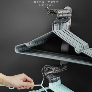 壁挂不锈钢衣架家用收纳神器省空间整理架挂钩夹子阳台多层免打孔