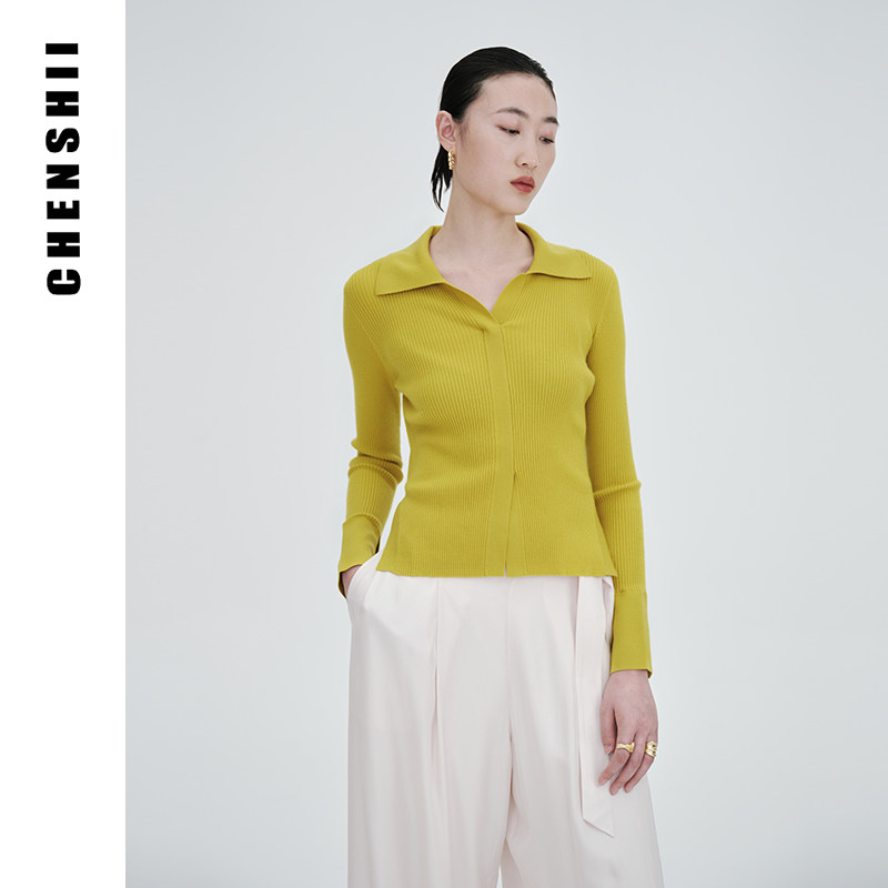 CHENSHII官方2026春季新款修身羊毛针织套头衫女内搭高级感