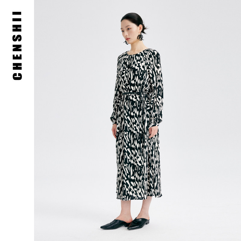 真丝印花连衣裙CHENSHII