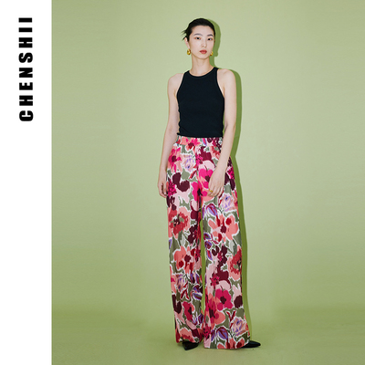 CHENSHII官方 2025秋季新款设计感时尚优雅松紧腰直筒裤女长裤