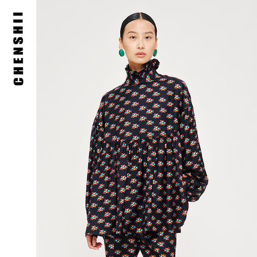 CHENSHII真丝碎花上衣