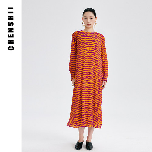 CHENSHII真丝条纹连衣裙