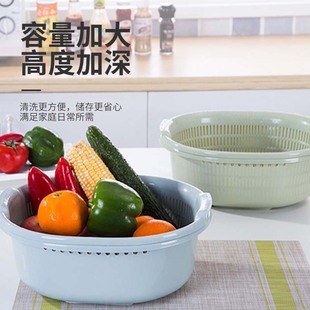 洗水果篮沥水篮 纯色洗菜篮子三件套厨房家用小号清洗筛子塑料套装