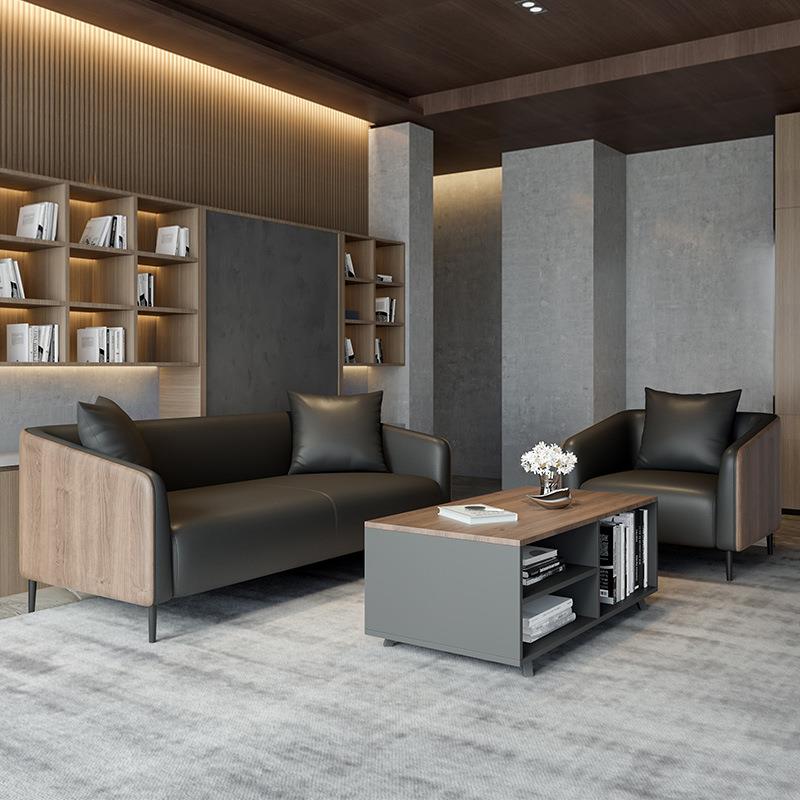 简约现代商务老板经理主管办公室会客区接待洽谈办公沙发茶几组合