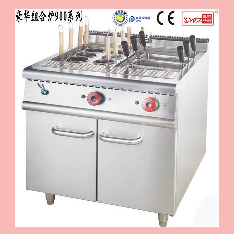 豪华不锈钢组合炉900系列HZ-EM-S4立式方形3筛电热煮面炉连柜座