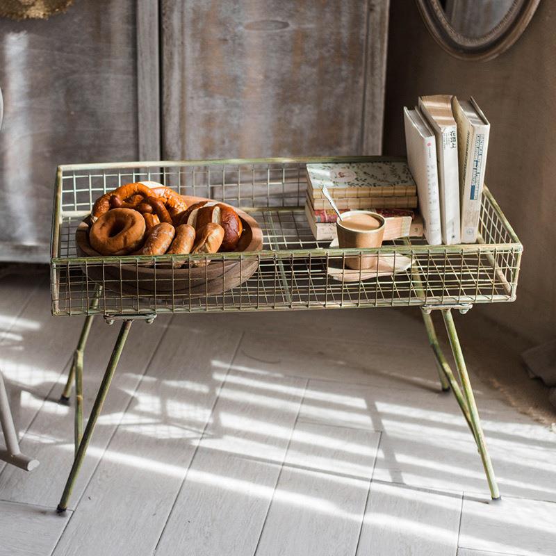 temu复古铁艺花架花台可拆装北欧客厅阳台多功能收纳台陈列架