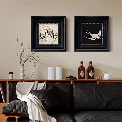 美式复古玄关柜装饰画经中古法式壁画南洋风燕子客厅墙餐厅挂画