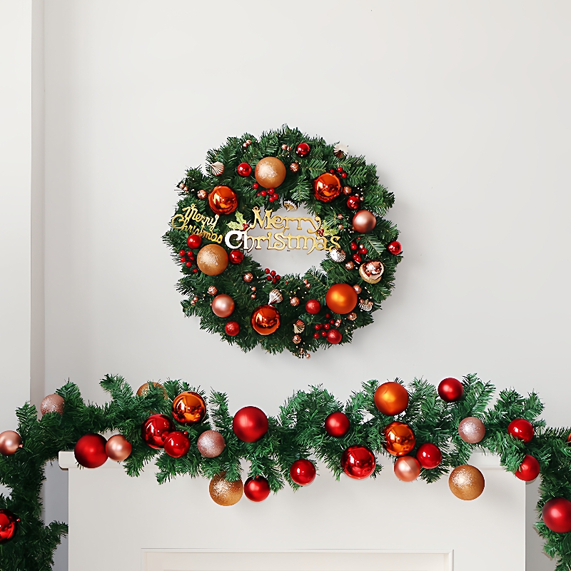圣诞节装饰品花环门挂圣诞挂饰门饰商场橱窗场景布置挂件藤条花圈