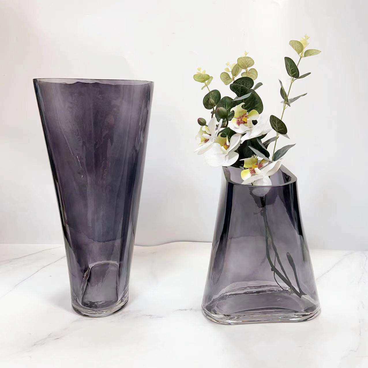 简约现代艺术烟灰玻璃插花器样板房间软装饰品家居玄关花瓶,工业油品/胶粘/化学/实验室用品,其他实验室设备,淘宝优惠券,粉丝福利购,淘宝优惠卷