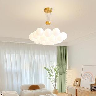 星球灯泡泡球吊灯月球客厅灯创意魔豆玻璃法式奶油风北欧卧室灯具