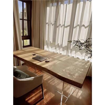 亚克力悬浮茶桌家用餐桌阳台简约书桌工作台办公桌原木大板泡茶桌